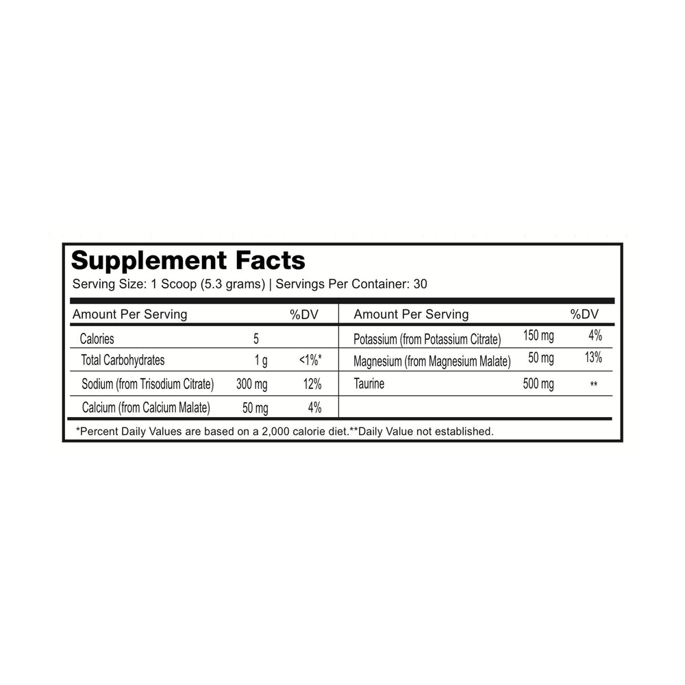 Hydrate Supplement Facts panel